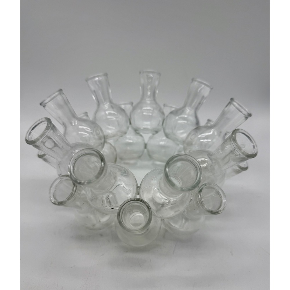 Vintage Clear Glass Plant Propagation Station Stacked Cluster Ring, 18 Bud Vase